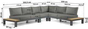 Loungeset 6 personen Aluminium/Teak Grijs Lifestyle Garden Furniture Vittoria