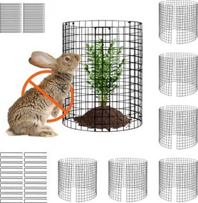 VEVOR 6-pack plantenbeschermers voor dieren, 32 cm diameter x 35 cm hoogte, plantenbeschermers van kippengaas, plantenkooien voor buitenplanten, bloemen en groenten, houdt konijnen, kippen en eekhoorns op afstand, 18-delig metalen gaas