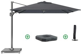 Zweefparasol 2.7x2.7m T2 (incl. voet + hoes) faded black Grijs-antraciet Platinum Voyager