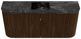 Mondiaz Joya DLux 95cm toiletmeubel ronding links/rechts walnut met wastafel faye midden 1 kraangat lava