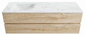 Mondiaz Vica DLux badmeubel 150cm washed oak 2 lades met wastafel opalo links zonder kraangat