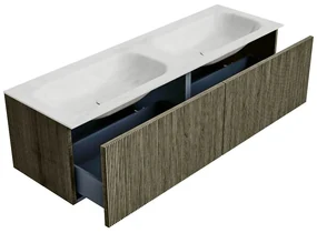 Mondiaz Kurve-dlux 150cm badmeubel shadow met 2 lades en wastafel stor small dubbel zonder kraangat opalo