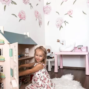 INSPIO Muursticker - Zelfklevend bloemenbehang lichte Pioenrozen