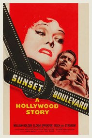 Kunstdruk Sunset Boulevard (Vintage Cinema / Retro Movie Theatre Poster / Iconic Film Advert), (26.7 x 40 cm)