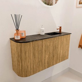 Mondiaz Joya DLux 80cm toiletmeubel ronding links oak met wastafel faye rechts 1 kraangat lava