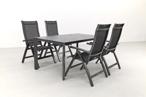 Kettler Altura/Edge verstelbare aluminium tuinset voor 4 personen 160x95 cm. - Antraciet