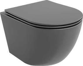Mexen Lena Rimless wc-pot met langzaam sluitende slanke bril, duroplast, donkergrijs mat - 30224071