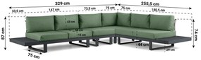 Hoek loungeset 6 personen Aluminium Grijs  Lifestyle Garden Furniture Lorenzo