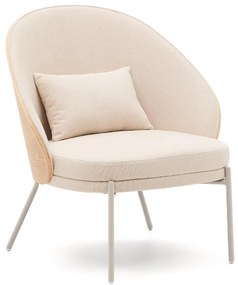 Kave Home Eamy Fauteuil Met Houten Rugleuning Naturel/beige