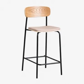 Wilpier 65cm Stapelbare Hoge Kruk In Ijzer En Hout Zwart & Kunstleren Bruin - Tarwe - Sklum