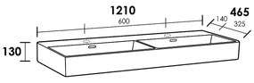 Sanituba Legend wastafel 120cm keramiek Wit met twee kraangaten