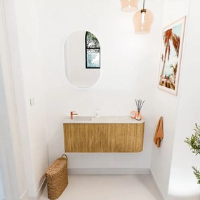 Mondiaz Joya DLux 100cm toiletmeubel ronding rechts oak met wastafel faye links 1 kraangat ostra