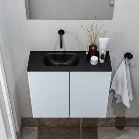 Zaro Polly toiletmeubel 60cm clay met zwarte wastafel zonder kraangat links