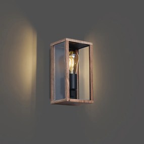 Industriële wandlamp hout print 26 cm IP44  - Charlois