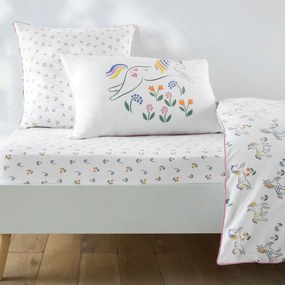 Hoeslaken voor kinderen, 50% gerecycled katoen, kap van 25 cm, eenhoornprint, TAMILA