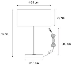 Tafellamp messing met velours kap bruin 35cm - Kaso Klassiek / Antiek, Modern E27 rond Binnenverlichting Lamp
