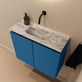 Mondiaz Ture DLux toiletmeubel 60cm jeans met wastafel glace midden zonder kraangat