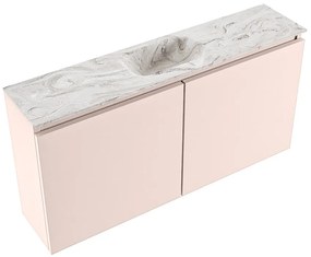 Mondiaz Ture DLux toiletmeubel 100cm rosee met wastafel glace midden zonder kraangat