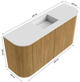 Mondiaz Joya DLux 85cm toiletmeubel ronding links/rechts oak met wastafel faye midden zonder kraangat meli