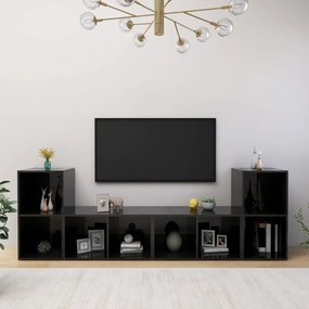 vidaXL Tv-meubelen 4 st 72x35x36,5 cm spaanplaat hoogglans zwart