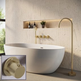 Saniclear Plus Curved inbouw badkraan met vrijstaande uitloop geborsteld messing - mat goud