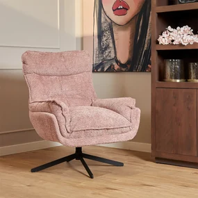 Starfurn Vera Fauteuil Roze Chenille Stof Draaibaar