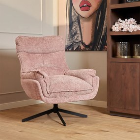 Starfurn Vera Fauteuil Roze Chenille Stof Draaibaar