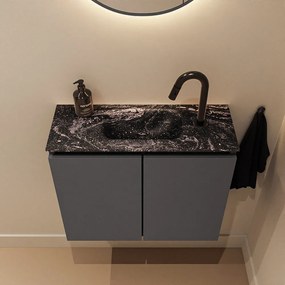 Mondiaz Ture DLux toiletmeubel 60cm dark grey met wastafel lava midden met kraangat