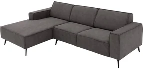 Goossens Hoekbank Hercules donkergrijs, microvezel, 2,5-zits, modern design met chaise longue links