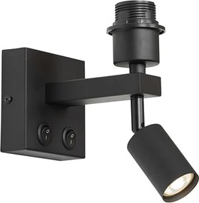 Moderne wandlamp zwart met leeslamp - Brescia