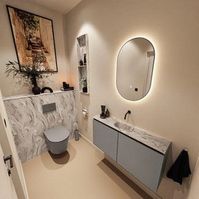 MONDIAZ TURE-DLUX 100cm toiletmeubel Smoke. EDEN wastafel Glace positie midden. Zonder kraangat. TUREDX100SMOM0GLA