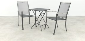 Balero stapelbare balkonset 3-delig strekmetaal 60x60 cm. - Antraciet