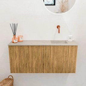 Mondiaz Joya DLux 90cm toiletmeubel oak met wastafel faye rechts zonder kraangat opalo