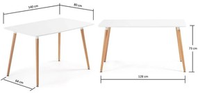 Kave Home Wad Eettafel Wit Met Eiken 140 Cm