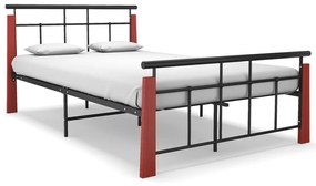 vidaXL Bedframe metaal en massief eikenhout 120x200 cm