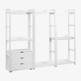 Open Modulaire Kast Van 3 Delen Met Lades Van Staal En Mdf Ariaster Wit - Sklum