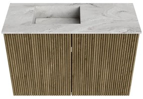 Mondiaz Joya DLux 60cm toiletmeubel dusk met wastafel faye links 1 kraangat glace