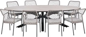 Garden Impressions Ross tuinset sand 9-delig - Tulli tuintafel ovaal 280x140 cm