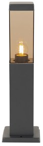 Moderne buitenlamp paal donkergrijs met smoke 45 cm - Malios