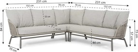 Hoek loungeset 5 personen Rope Taupe  Coco Livo
