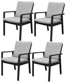 Set van 4 Lola dining tuinstoelen aluminium antraciet