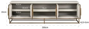 Richmond Interiors Whitebone Tv-meubel Wit Hout Met Messing - 200x44.5x61cm.