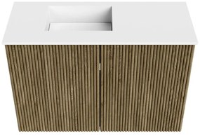 Mondiaz Joya 60cm toiletmeubel dusk met wastafel faye links 1 kraangat talc