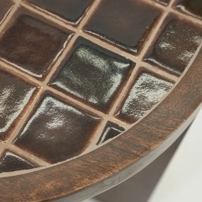 Bijzettafel Hout Met Tegeltjes - 40 X 40cm.