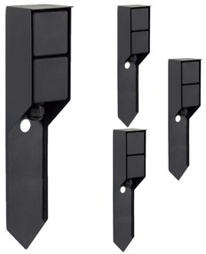 Set van 4 Buitenstopcontact Double Spike Tuinstopcontact Zwart