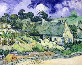 Vincent van Gogh - Kunstdruk Thatched cottages at Cordeville, Auvers-sur-Oise, (40 x 30 cm)