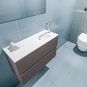 Mondiaz Ada 80cm toiletmeubel dark grey met wastafel talc rechts 1 kraangat