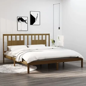 vidaXL Bedframe massief grenenhout honingbruin 200x200 cm