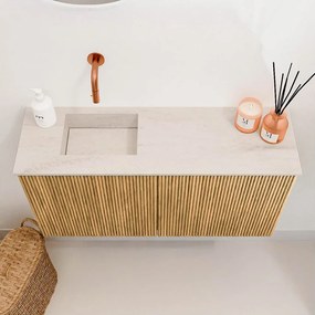 Mondiaz Joya DLux 80cm toiletmeubel oak met wastafel faye links zonder kraangat meli