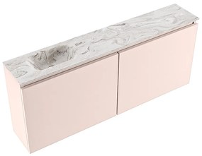 Mondiaz Ture DLux toiletmeubel 120cm rosee met wastafel glace links zonder kraangat